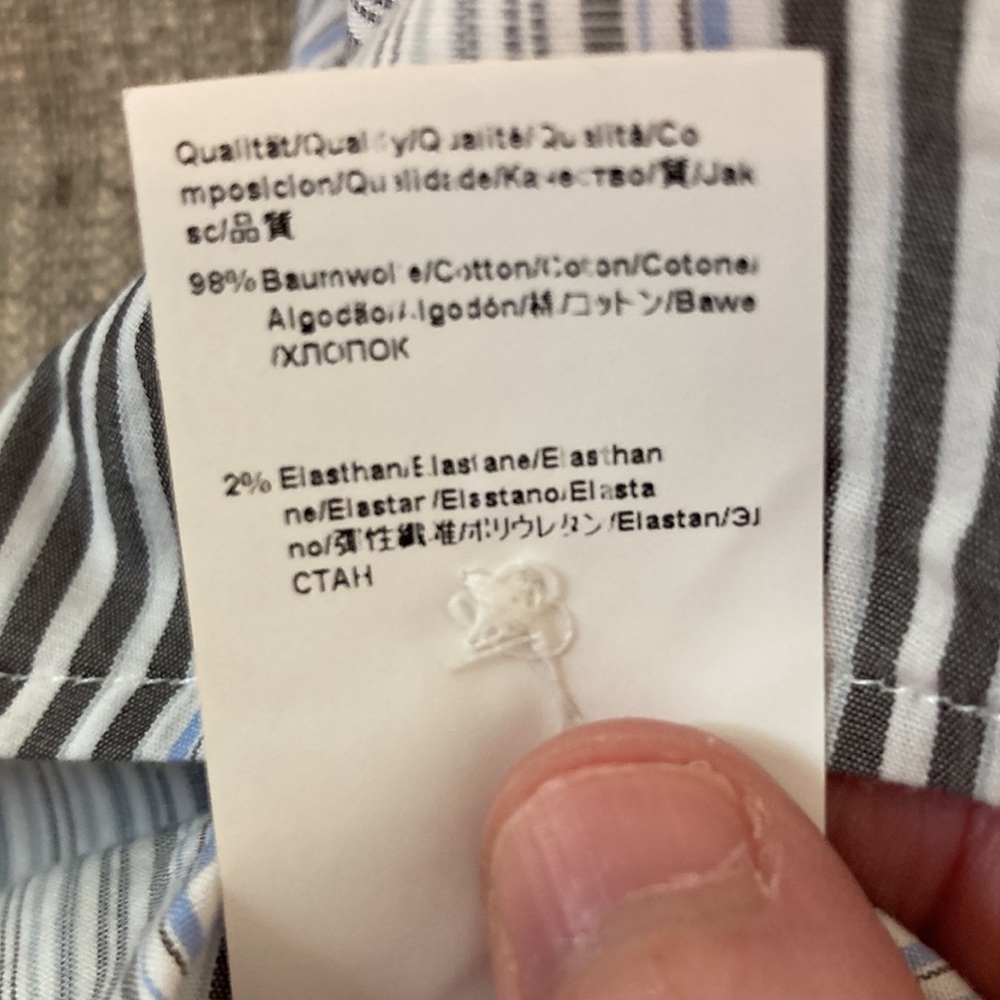 Hugo Boss Men's Dress Shirt Turkish Cotton Stripes White/Blue/Gray Size 16/33 - Picture 9 of 9